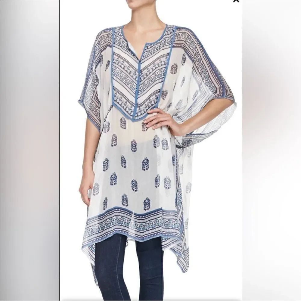 Calypso St.Barth 100% silk 3/4 sleeve tunic, US0